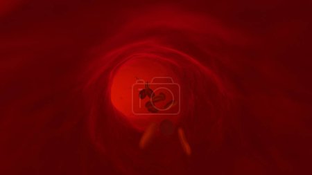 Photo for 4K CGI render, revealing red blood cells and virus cells inside a blood vessel - Royalty Free Image