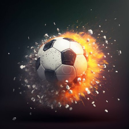 Téléchargez les photos : Ballon de football explosant, rendu 3d - en image libre de droit