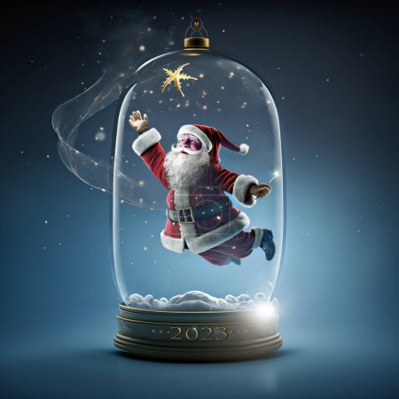 Téléchargez les photos : Père Noël et diorama de Noël, rendu 3d - en image libre de droit