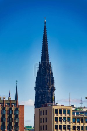 Photo for Hamburg, Germany, April 30 2023: View to the Saint Nicolaus church in   Hamburg, Germany. - Royalty Free Image