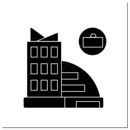 Illustration for Public office glyph icon Classical architecture public office. Concept for local authorities headquarters. Maps and navigation.Filled flat sign. Isolated silhouette vector illustration - Royalty Free Image