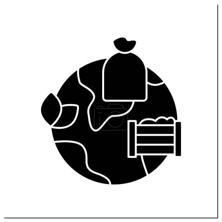 Illustration for Composting glyph icon.Decomposing organic solid wastes. Crop production waste. Eco awareness concept. Filled flat sign. Isolated silhouette vector illustration - Royalty Free Image