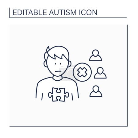 Illustration for Neurodevelopmental disorder line icon.Social withdrawal.Social isolation.Avoiding people and activities would enjoy. Autism spectrum disorder concept.Isolated vector illustration.Editable stroke - Royalty Free Image