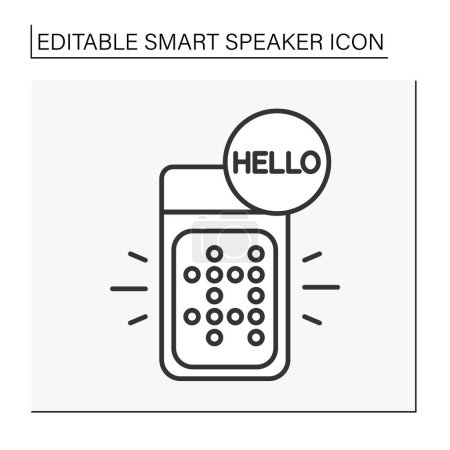 Illustration for Application line icon. Voice assistant. App controlled by voice. Audio messaging and communication. Smart speaker concept. Isolated vector illustration. Editable stroke - Royalty Free Image