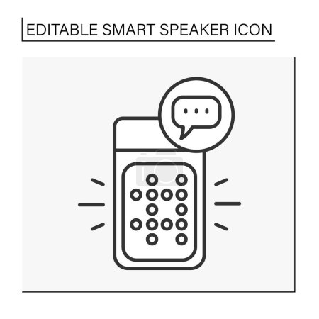 Illustration for Application line icon. Voice assistant.Dialogue cloud. Audio communication. Smart speaker concept. Isolated vector illustration. Editable stroke - Royalty Free Image