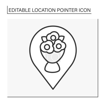Illustration for Pointer line icon. Flower store symbol navigation. Public place navigation. Location pointer concept. Isolated vector illustration. Editable stroke - Royalty Free Image