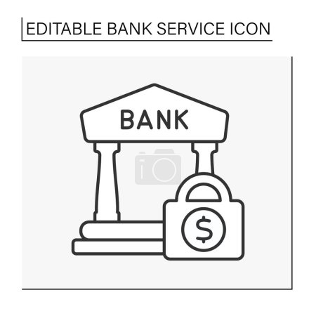 Illustration for Finance line icon. Bank building. Locker on accounts. Limit access. Savings for future.Banking concept. Isolated vector illustration. Editable stroke - Royalty Free Image