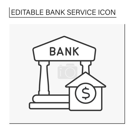 Illustration for Finance line icon. Bank building. Real-estate building. Savings for future.Banking concept. Isolated vector illustration. Editable stroke - Royalty Free Image