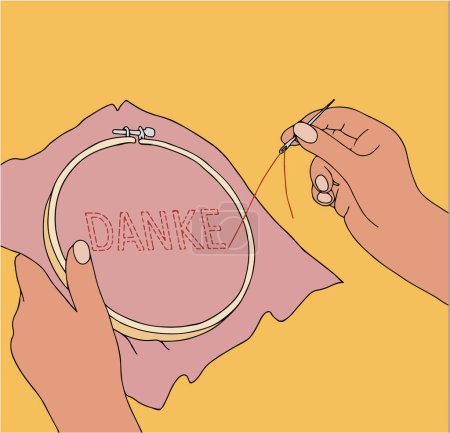 Vector illustration embroidered hoop thanks in german