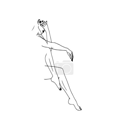 Téléchargez les illustrations : Ligne Art style illustration d'une belle femme nue - en licence libre de droit
