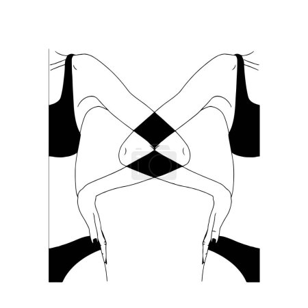 Téléchargez les illustrations : Sexy women in lingerie with crossing their elbows on white background - en licence libre de droit