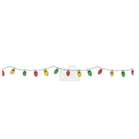 Illustration for Christmas lights garland isolated on white background. vector illustration - Royalty Free Image