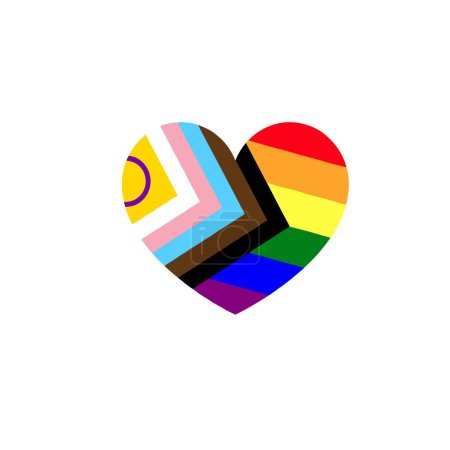 Illustration for Rebooted pride flag by Daniel Quasar and Rainbow Gay pride flag merged into a heart shape - Royalty Free Image