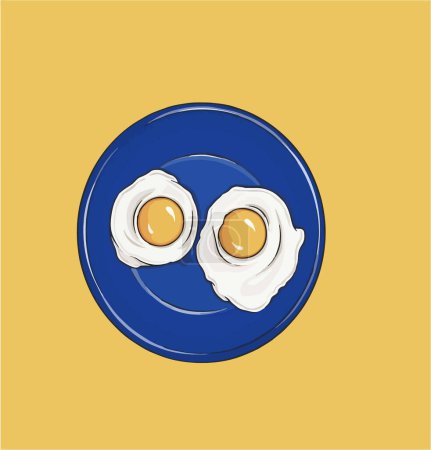 huevo frito, huevos revueltos, ilustración vector de alimentos