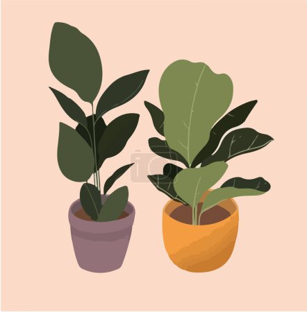 Ilustración de Ilustración vectorial de las plantas en las macetas - Imagen libre de derechos