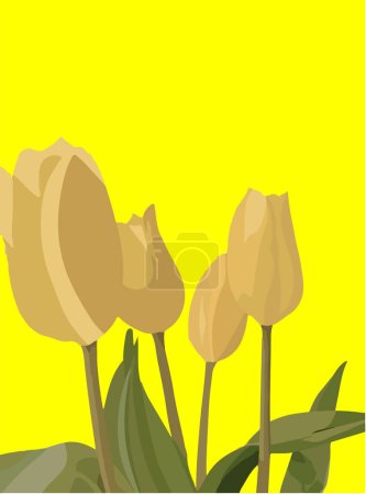 Téléchargez les illustrations : Yellow tulip flower tulips on yellow background, concept card for Mothers Day, 8 March - International Women's Day - en licence libre de droit