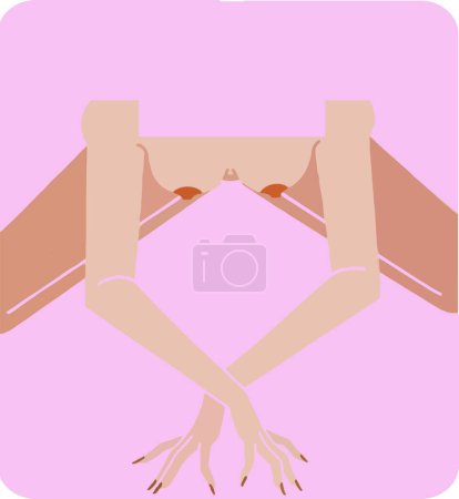 Illustration for Abstract illustration of female breasts with hands - Royalty Free Image