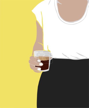 Illustration for Woman in hand holding a cup of coffee vector illustration - Royalty Free Image
