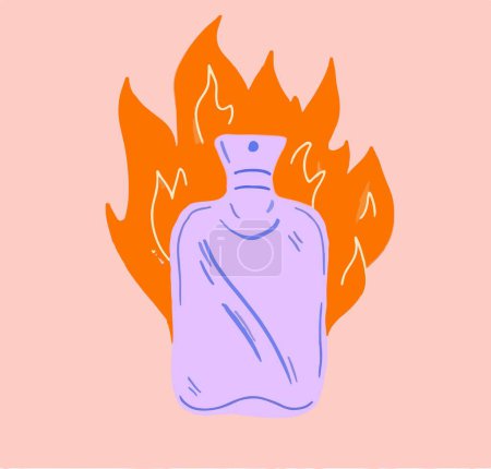 Ilustración de Vector illustration of a heating pad with a fire - Imagen libre de derechos