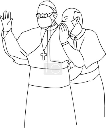 Illustration for Vector illustration of priests in protection masks - Royalty Free Image