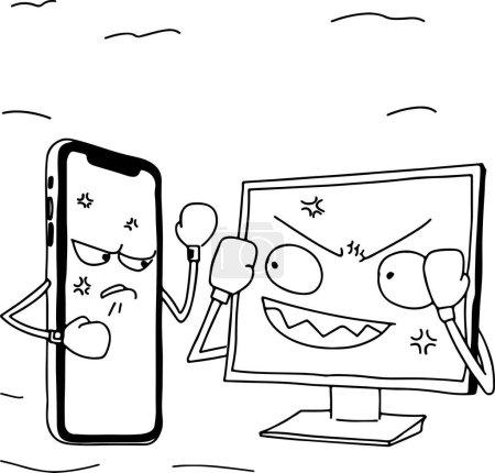 Illustration for Cartoon illustration of a tablet with computer - Royalty Free Image