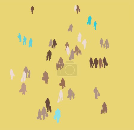 Ilustración de Patrón sin costuras con siluetas de personas, ilustración de vectores - Imagen libre de derechos