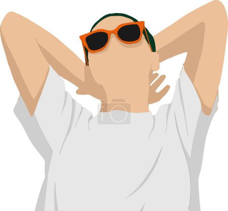Téléchargez les illustrations : Illustration vectorielle d'une fille portant des lunettes de soleil. belle et sexy fille - en licence libre de droit