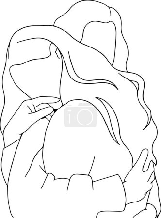 Illustration for Illustration of two girls hugging each other, the concept of female friendship, and the LGBT community - Royalty Free Image