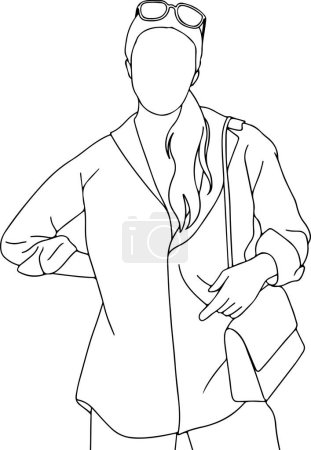 Téléchargez les illustrations : Continuous line sketch of an executive person in a jacket. illustration on white - en licence libre de droit