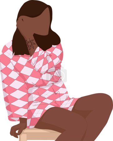 silhouette of a beautiful young African American girl with a sun tattoo on her wrist. vector illustration.