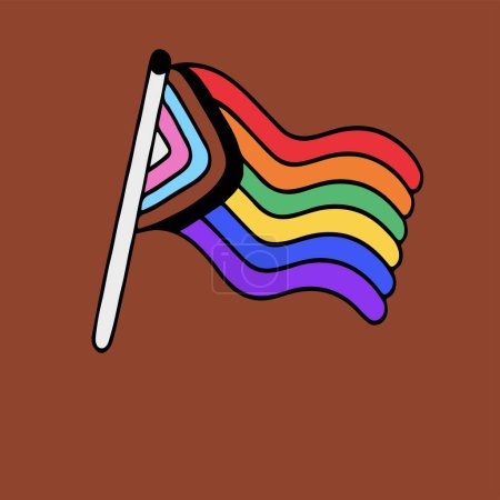 Ilustración de La bandera del orgullo sobre fondo marrón, concepto LGBT - Imagen libre de derechos