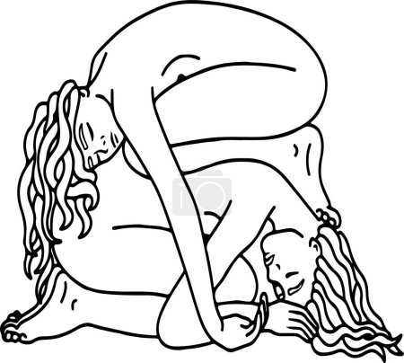 illustration of two girls hugging each other, the concept of female friendship, and the LGBT community