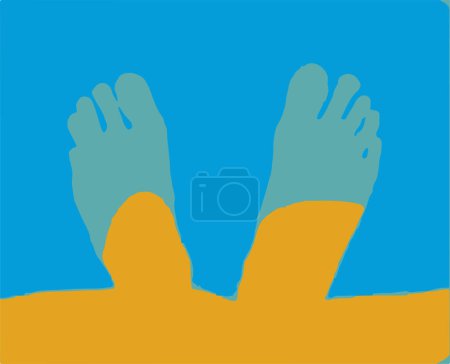 Dessin des jambes dans le fond bleu, Dessins avec les couleurs du drapeau ukrainien, Illustration vectorielle