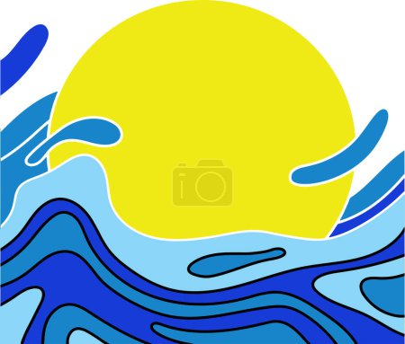 Photo for Abstract background sun with blue waves, vector - Royalty Free Image