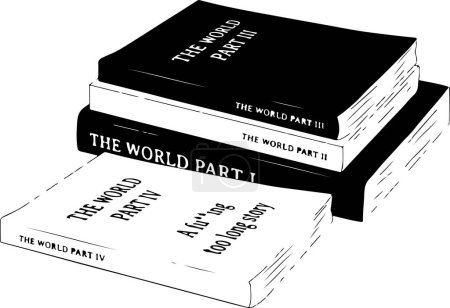 Téléchargez les illustrations : Pile de livres vectoriels noir et blanc - en licence libre de droit