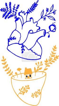 Illustration for Vector illustration of heart of Ukraine, Love Ukraine wheat, independence or patriotism concept, Stop war - Royalty Free Image