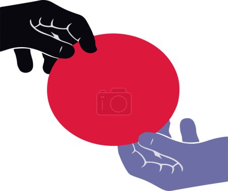 Photo for Hand-drawn vector illustration of human hands holding a circle - Royalty Free Image