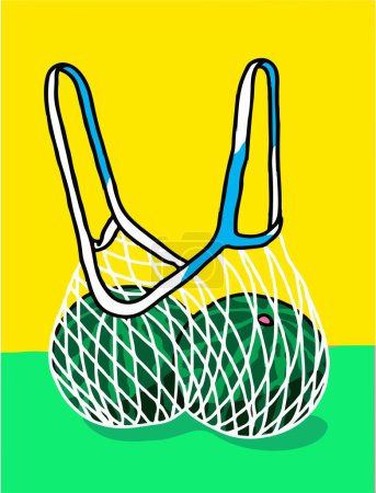 Photo for Vector illustration of watermelons in a mesh bag - Royalty Free Image