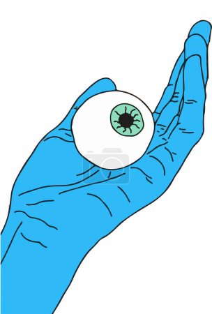 Photo for Vector illustration of  hand holding an big eye - Royalty Free Image