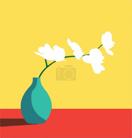 Téléchargez les illustrations : Illustration vectorielle du vase avec des fleurs d'arbre - en licence libre de droit