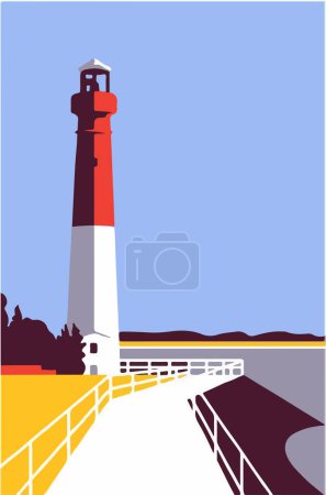 Téléchargez les illustrations : Illustration vectorielle du phare et d'une mer - en licence libre de droit