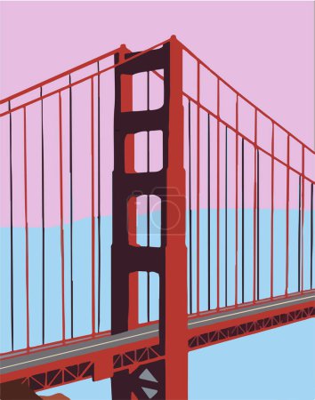 Téléchargez les illustrations : Illustration plate vectorielle du pont San Francisco - en licence libre de droit