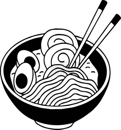 Illustration for Vector illustration of a bowl of noodles - Royalty Free Image