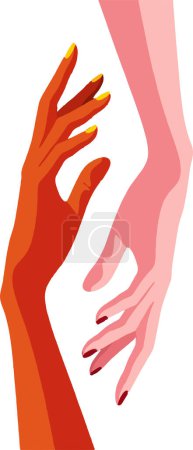 Ilustración de Ilustración vectorial dibujada a mano de manos humanas de raza mixta - Imagen libre de derechos