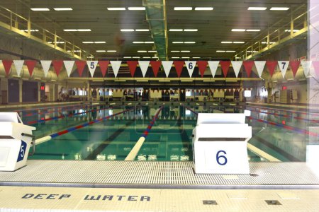 Photo for Aquatics center swimming pool with starting block 6 - Royalty Free Image
