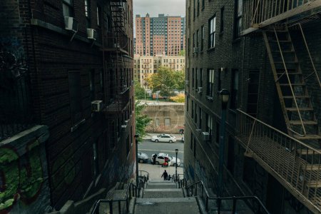 Téléchargez les photos : NEW YORK, USA, -31 NOVEMBRE 2022 : L'escalier d'attraction touristique dans le Bronx. Photo de haute qualité - en image libre de droit