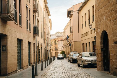 Photo for Narrow street in spanish city. Logrono, La Rioja, spain - nov 2022. High quality photo - Royalty Free Image