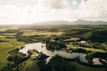 kapaia reservoir. aerial view in Kauai, Hawaii. High quality photo