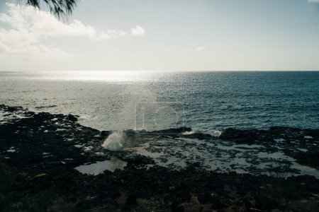 Spouting Horn is off the southern coast of Kauai in the Koloa district . High quality photo