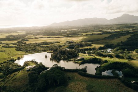 kapaia reservoir. aerial view in Kauai, Hawaii. High quality photo